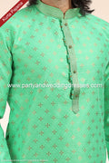 Designer Green/Chikoo Color Jacquard Banarasi Silk Fabric Mens Kurta Pajama PAWDAC1807