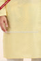 Designer Lemon/Cream Color Jacquard Banarasi Silk Fabric Mens Kurta Pajama PAWDAC1813
