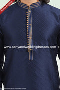 Designer Blue/Chikoo Color Jacquard Banarasi Silk Fabric Mens Kurta Pajama PAWDAC1816