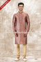 Designer Onion/Tusser Color Jacquard Brocade Silk Fabric Mens Kurta Pajama PAWDAC2001