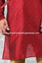 Designer Maroon/Chikoo Color Jacquard Brocade Silk Fabric Mens Kurta Pajama PAWDAC2004