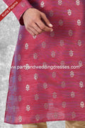Designer Two-tone Rani Blue/Tusser Color Jacquard Brocade Silk Fabric Mens Kurta Pajama PAWDAC2008