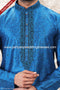 Designer Blue/Black Color Jacquard Brocade Silk Fabric Mens Kurta Pajama PAWDAC2013