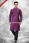 Designer Magenta/Black Color Jacquard Brocade Silk Fabric Mens Kurta Pajama PAWDAC2014