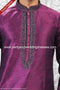Designer Magenta/Black Color Jacquard Brocade Silk Fabric Mens Kurta Pajama PAWDAC2014