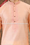 Designer Peach/Cream Color Jacquard Banarasi Silk Fabric Mens Kurta Pajama PAWDAC2021