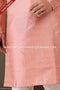 Designer Dark Pink/Cream Color Jacquard Banarasi Silk Fabric Mens Kurta Pajama PAWDAC2023