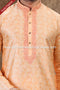 Designer Peach/Cream Color Jacquard Banarasi Silk Fabric Mens Kurta Pajama PAWDAC2025