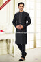 Designer Black/Black Color Jacquard Banarasi Silk Fabric Mens Kurta Pajama PAWDAC2029