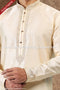 Designer Cream/Cream Color Jacquard Banarasi Silk Fabric Mens Kurta Pajama PAWDAC2030