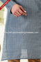 Designer Gray/Chikoo Color Jacquard Art Silk Fabric Mens Kurta Pajama PAWDAC2035