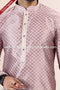 Designer Onion Pink/Cream Color Jacquard Banarasi Silk Fabric Mens Kurta Pajama PAWDAC2041