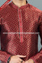 Designer Maroon/Chikoo Color Jacquard Banarasi Silk Fabric Mens Kurta Pajama PAWDAC2054