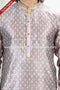 Designer Gray/Cream Color Printed Banarasi Silk Fabric Mens Kurta Pajama PAWDAC2066