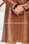 Designer Rust/Tusser Color Printed Banarasi Silk Fabric Mens Kurta Pajama PAWDAC2068