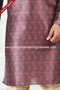 Designer Magenta/Tusser Color Printed Banarasi Silk Fabric Mens Kurta Pajama PAWDAC2069