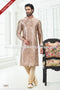 Designer Cream-Maroon/Gold Color Printed Banarasi Silk Fabric Mens Kurta Pajama PAWDAC2076