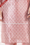 Designer Pink/Pink Color Jacquard Banarasi Silk Fabric Mens Kurta Pajama PAWDAC2083
