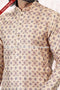 Designer Yellow/Cream Color Jacquard Banarasi Silk Fabric Mens Kurta Pajama PAWDAC2089
