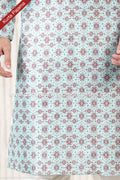 Designer Green/Cream Color Jacquard Banarasi Silk Fabric Mens Kurta Pajama PAWDAC2090