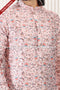 Designer Peach/Cream Color Jacquard Banarasi Silk Fabric Mens Kurta Pajama PAWDAC2094