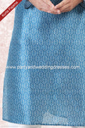Designer Blue/Off-white Color Jacquard Banarasi Silk Fabric Mens Kurta Pajama PAWDAC2095