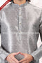 Designer Gray/Off-white Color Jacquard Banarasi Silk Fabric Mens Kurta Pajama PAWDAC2097