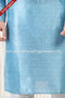 Designer Blue/Off-white Color Jacquard Banarasi Silk Fabric Mens Kurta Pajama PAWDAC2098