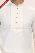 Designer Cream/Off-white Color Linen Cotton Fabric Mens Kurta Pajama PAWDAC2105