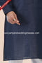 Designer Blue/Off-white Color Linen Cotton Fabric Mens Kurta Pajama PAWDAC2107