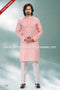 Designer Pink/Off-white Color Linen Cotton Fabric Mens Kurta Pajama PAWDAC2108