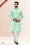Designer Pista Green/Off-white Color Linen Cotton Fabric Mens Kurta Pajama PAWDAC2109