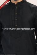 Designer Black/Off-white Color Linen Cotton Fabric Mens Kurta Pajama PAWDAC2110