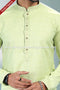Designer Pista Green/Off-white Color Linen Cotton Fabric Mens Kurta Pajama PAWDAC2111
