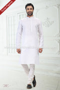 Designer Off-white/Off-white Color Linen Cotton Fabric Mens Kurta Pajama PAWDAC2121