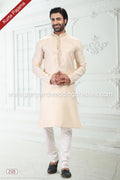 Designer Beige/Off-white Color Linen Cotton Fabric Mens Kurta Pajama PAWDAC2125