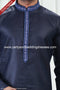 Designer Blue/Off-white Color Linen Cotton Fabric Mens Kurta Pajama PAWDAC2129