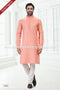 Designer Pink/Off-white Color Linen Cotton Fabric Mens Kurta Pajama PAWDAC2132