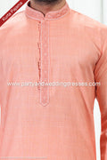 Designer Pink/Off-white Color Linen Cotton Fabric Mens Kurta Pajama PAWDAC2132