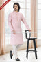Designer Peach/Off-white Color Linen Cotton Fabric Mens Kurta Pajama PAWDAC2142