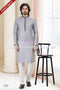 Designer Gray/Off-white Color Linen Cotton Fabric Mens Kurta Pajama PAWDAC2147