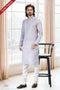 Designer Gray/Off-white Color Linen Cotton Fabric Mens Kurta Pajama PAWDAC2154