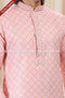 Designer Peach/Off-white Color Linen Cotton Fabric Mens Kurta Pajama PAWDAC2155