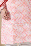 Designer Peach/Off-white Color Linen Cotton Fabric Mens Kurta Pajama PAWDAC2155
