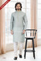 Designer Green/Off-white Color Linen Cotton Fabric Mens Kurta Pajama PAWDAC2158