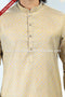 Designer Two-tone Yellow-Sky Blue/Off-white Color Fancy Silk Fabric Mens Kurta Pajama PAWDAC2169